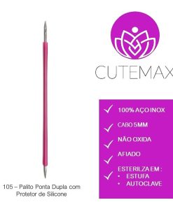 PALITO PONTA DUPLA SILICONE ROSA #105
