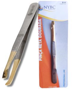 Pinça Sobrancelha Reta Dourada 3 1/2"